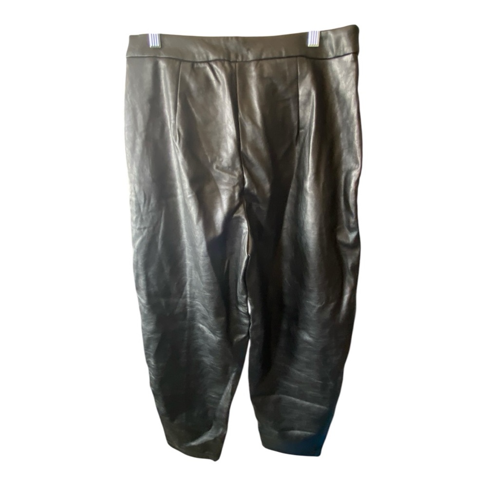 Black Relaxed Fit Patented Leather Dress Pants with Tailored Style - Picture 7 of 7